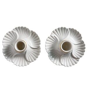 Lenox Vintage Round Shell Design Candlestick Holders‎ Pair of 2